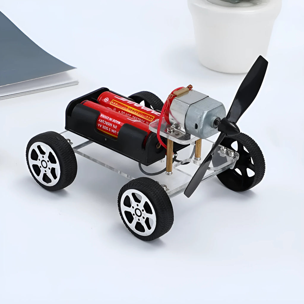DIY wind car electronic science experiment kit for children with acrylic, metal, and plastic parts