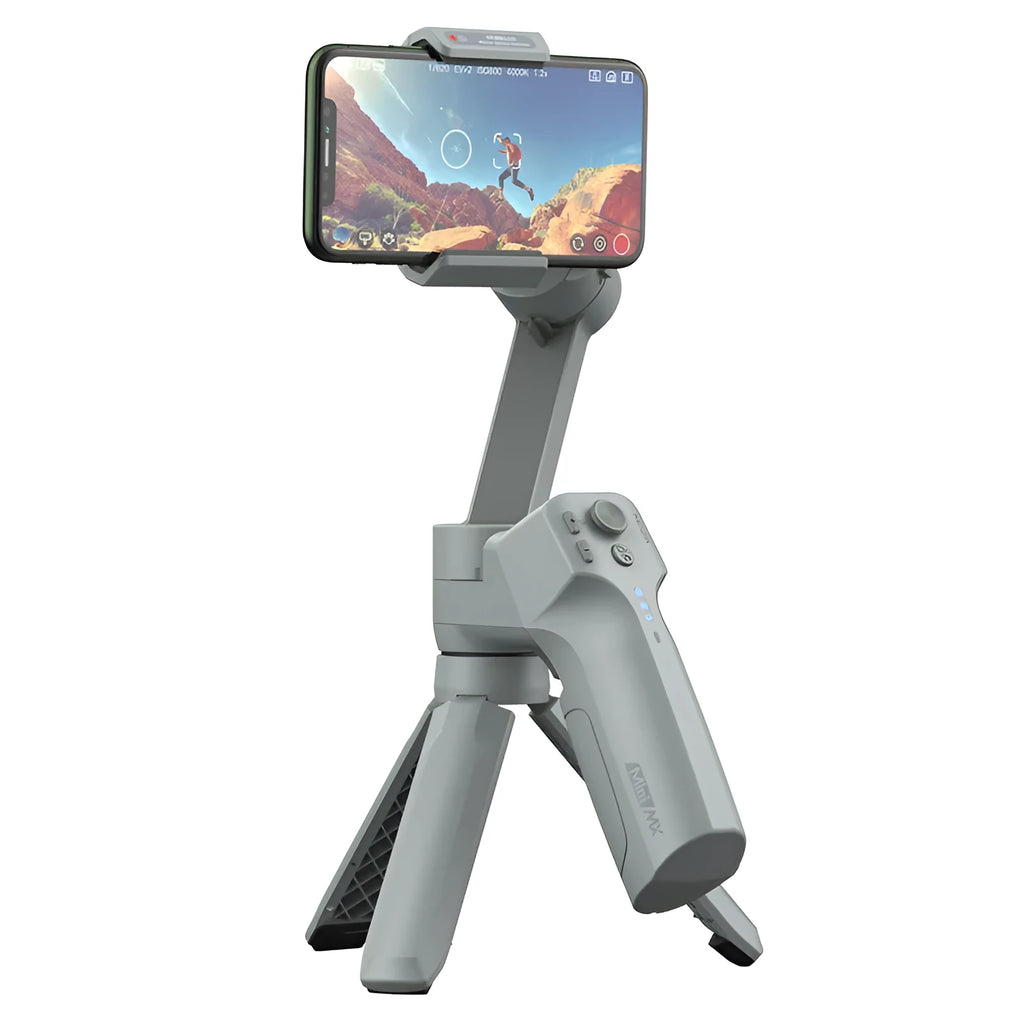 Magic Claw Mini MX grey folding mobile phone stabiliser with 3-axis movement and 20h battery life