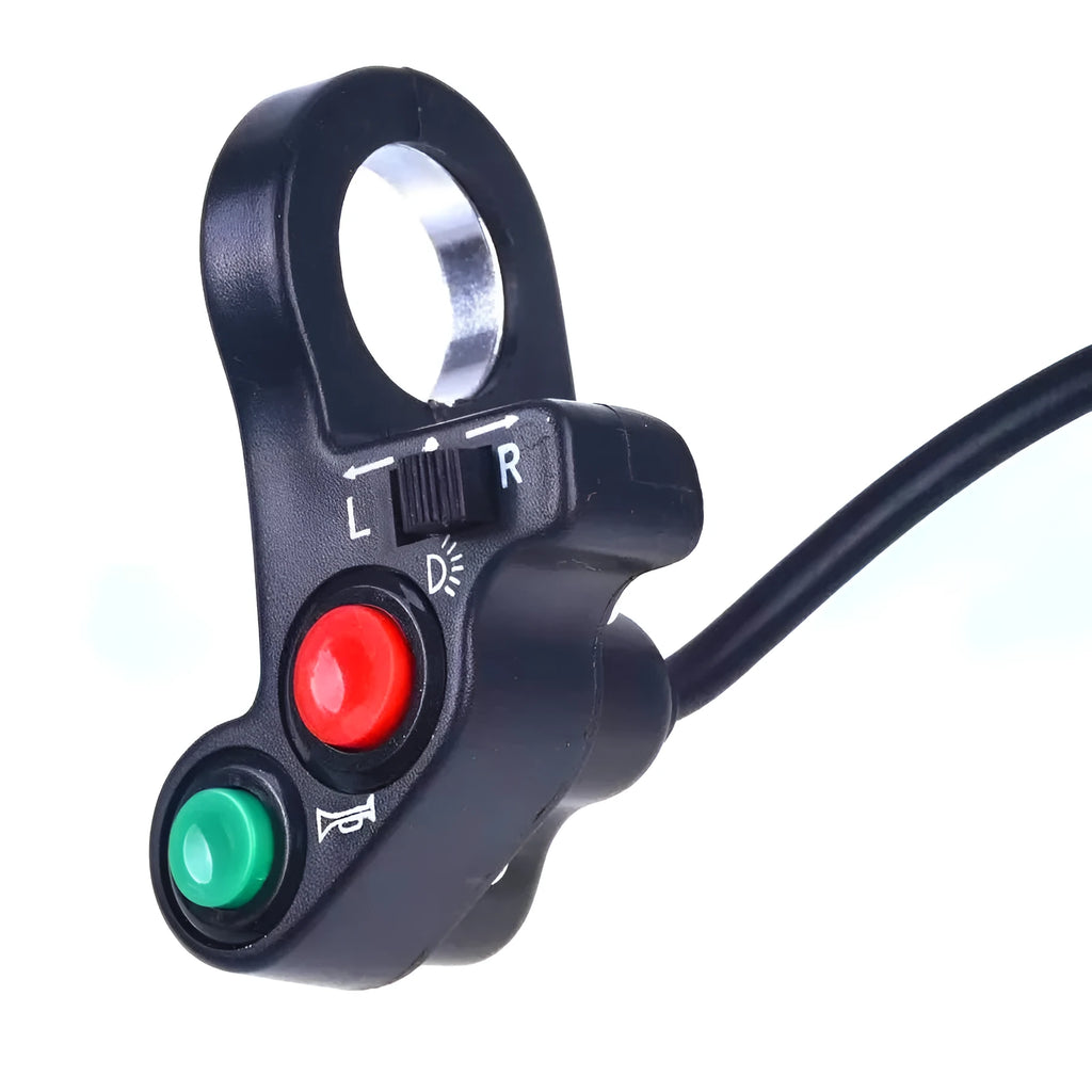 Black PVC motorcycle electric vehicle switch modification button for 22.5mm handlebars with colour-coded wiring