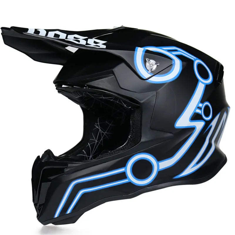 Cross-country full-covered motorcycle helmet in black steel plate colour, unisex ABS rally helmet