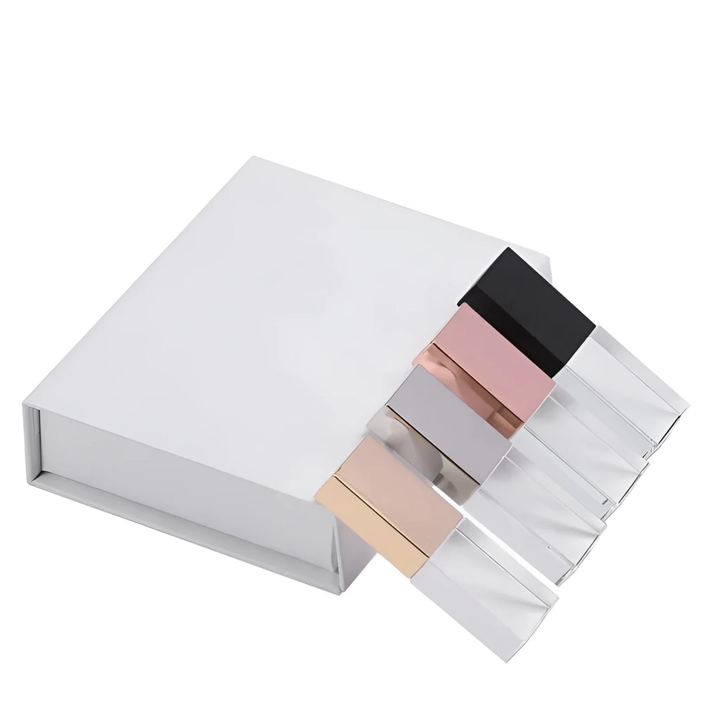Crystal glass USB flash drive with stainless steel shell, USB 2.0, available in gold, rose gold, and silver finishes