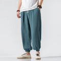 Men's plus size loose fit harem pants in polyester fibre, mid-waist, plain colour, small foot style