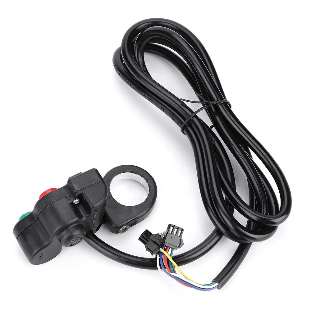 Black PVC motorcycle electric vehicle switch modification button for 22.5mm handlebars with colour-coded wiring