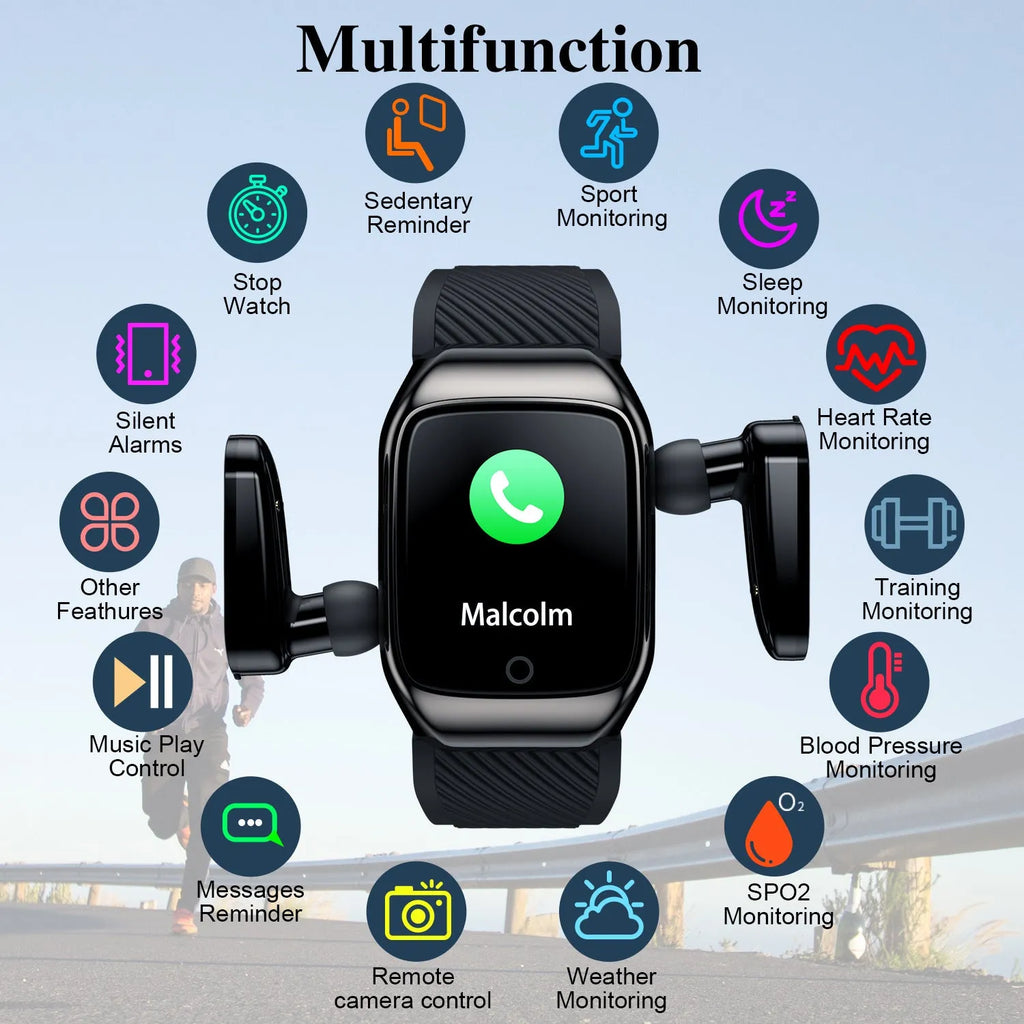 Black wireless sports smart watch bracelet with colour screen, Bluetooth 5.0 and 10 metre transmission range