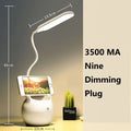 LED rechargeable clip desk lamp with pen holder, simple style, black or white