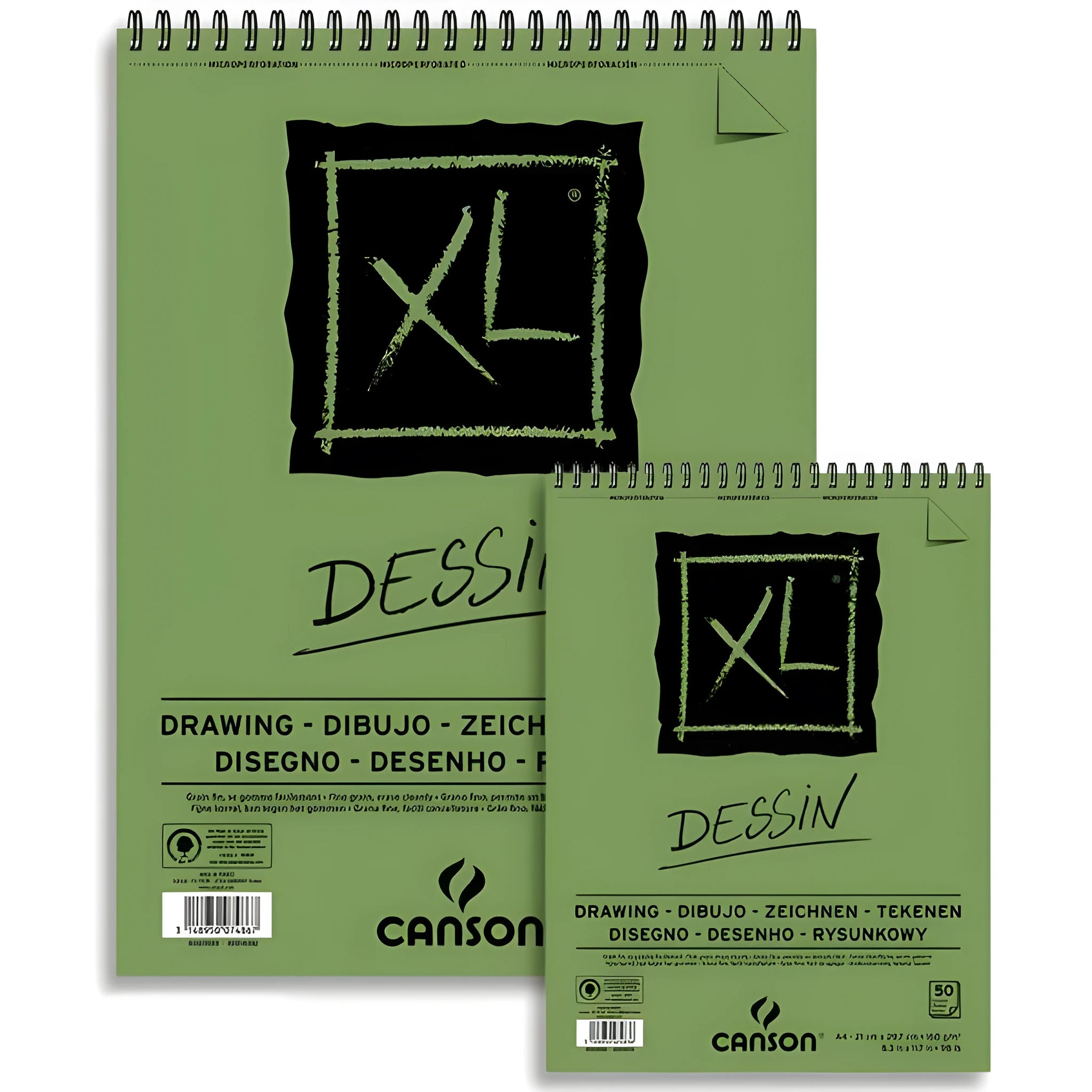 Green-coloured spiral-bound water-soluble lead sketchbook in 8K and 16K sizes.