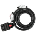 Black bicycle anti-theft 4-digit code lock with zinc alloy core and reflective strips on a bike wheel