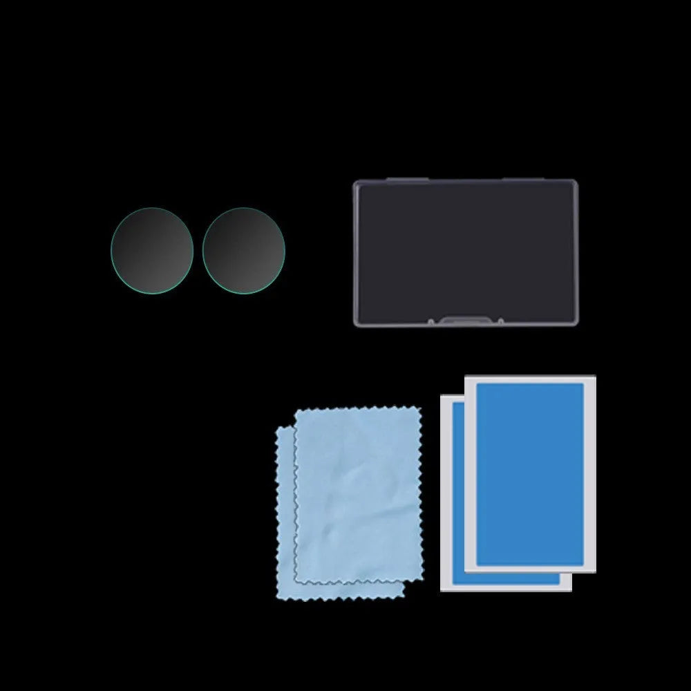 Black tempered glass screen protector for Insta360 ONE X2 action camera.