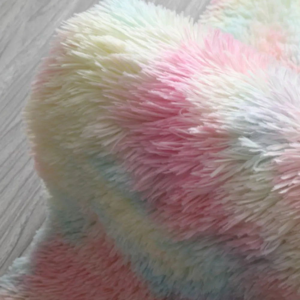 Round tie-dye rainbow polyester machine woven carpet, 60cm to 200cm diameter options, Nordic style