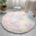 Round tie-dye rainbow polyester machine woven carpet, 60cm to 200cm diameter options, Nordic style