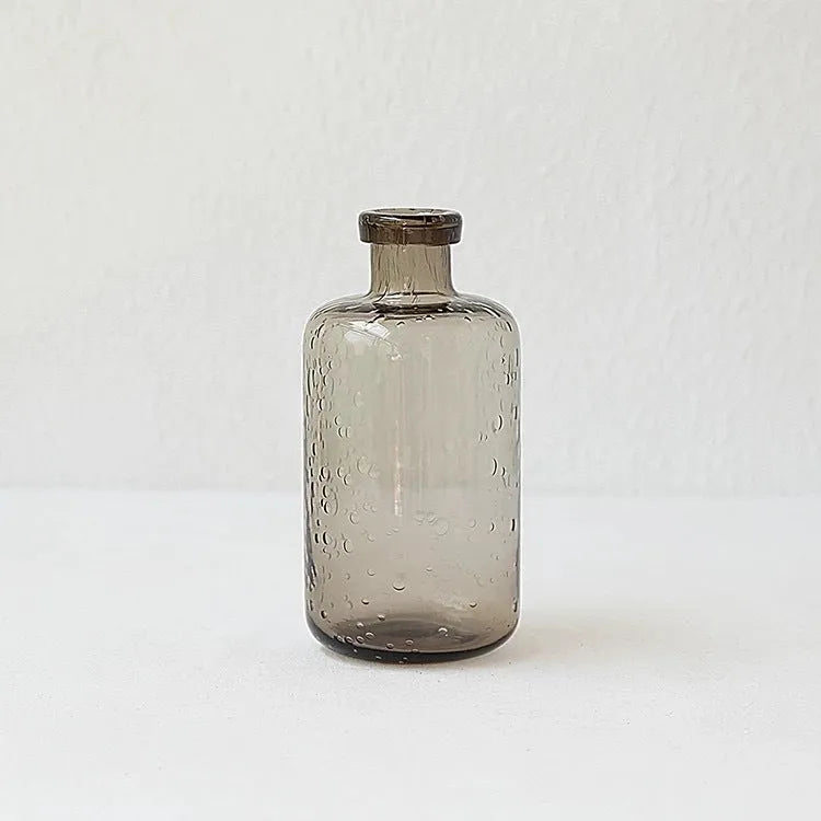 Grey geometric bubble glass vase with textured electric stove pigment finish