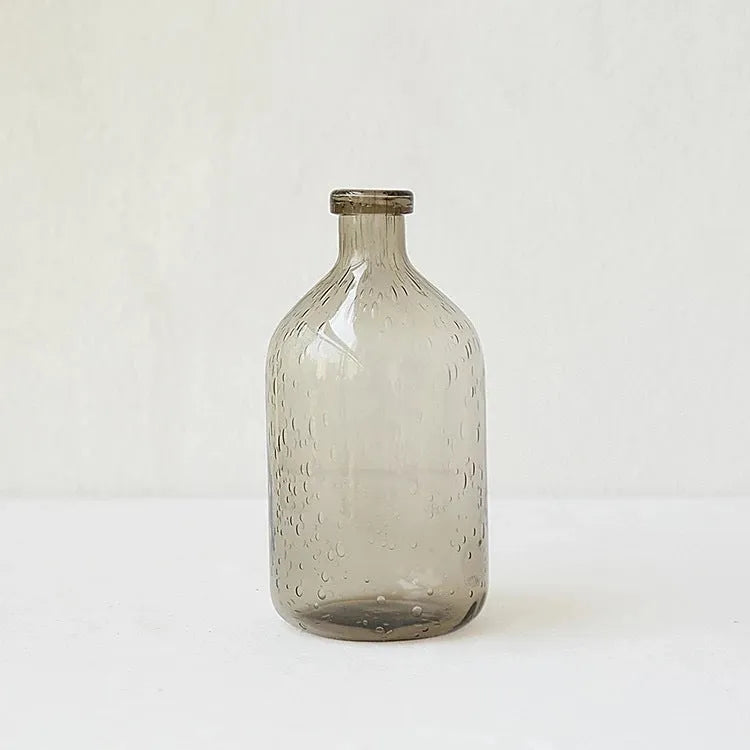 Grey geometric bubble glass vase with textured electric stove pigment finish