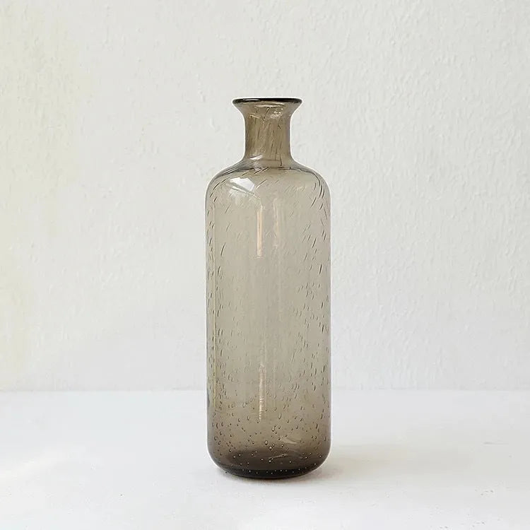 Grey geometric bubble glass vase with textured electric stove pigment finish
