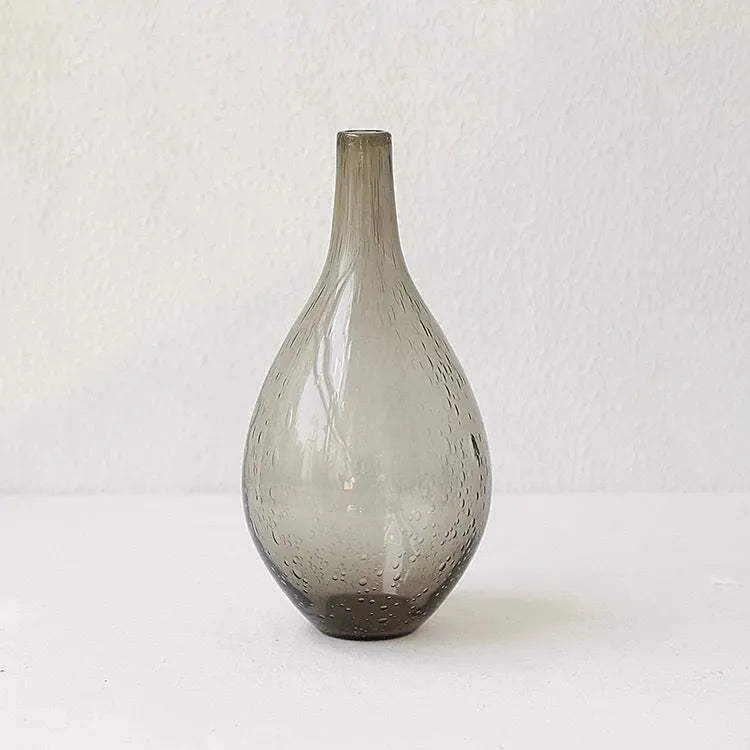 Grey geometric bubble glass vase with textured electric stove pigment finish