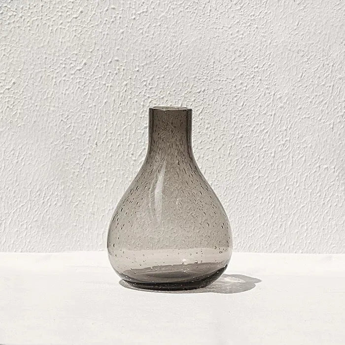 Grey geometric bubble glass vase with textured electric stove pigment finish