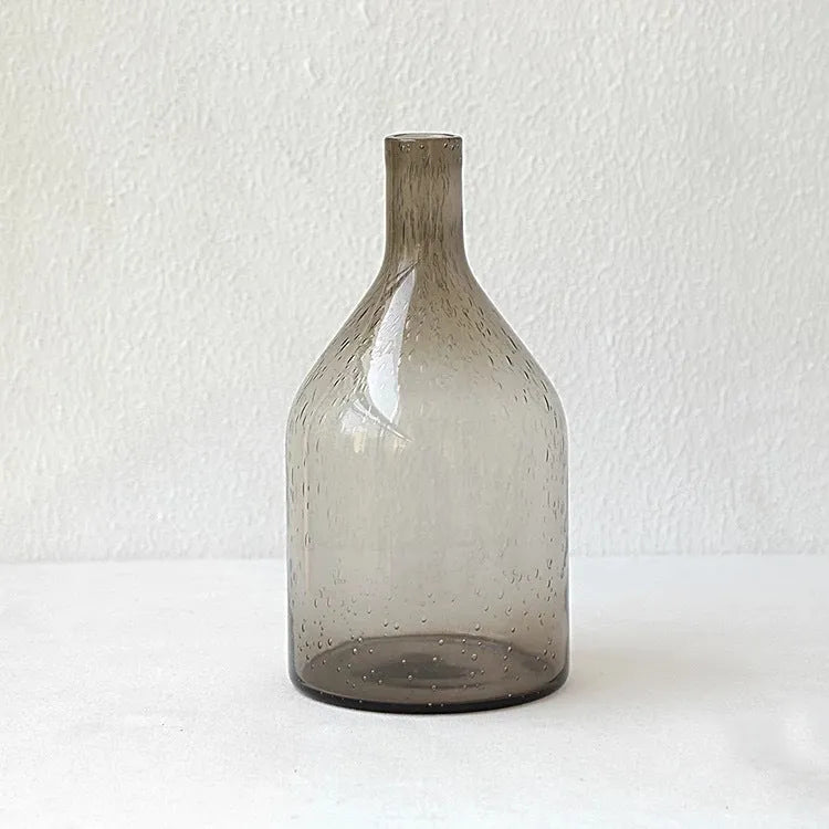 Grey geometric bubble glass vase with textured electric stove pigment finish