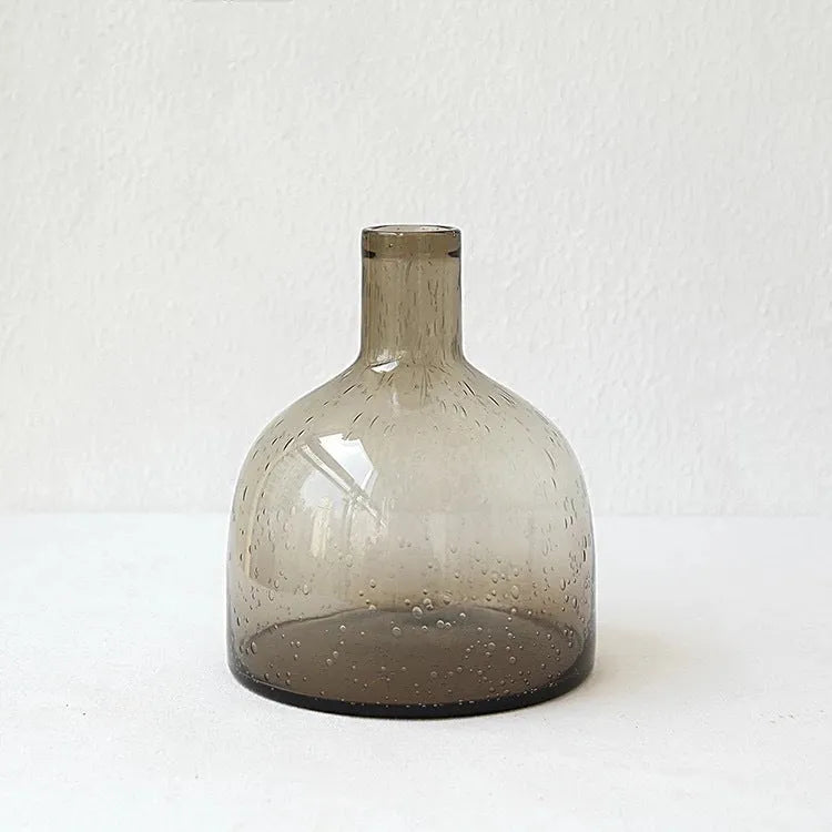 Grey geometric bubble glass vase with textured electric stove pigment finish