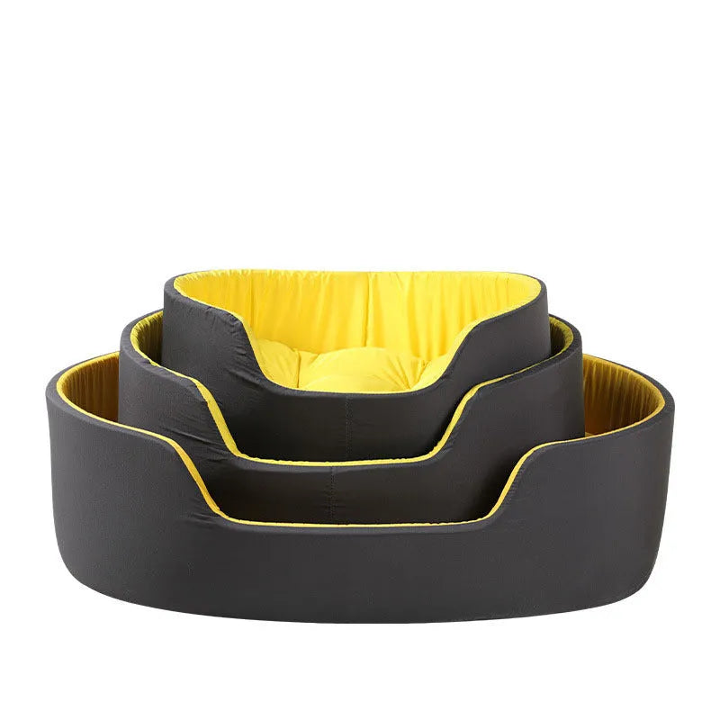 Washable cloth pet kennel for cats and dogs in black or green, shown in small, medium, and large sizes.