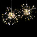 Solar-powered chandelier-style LED meteor shower light with remote control for outdoor garden use.