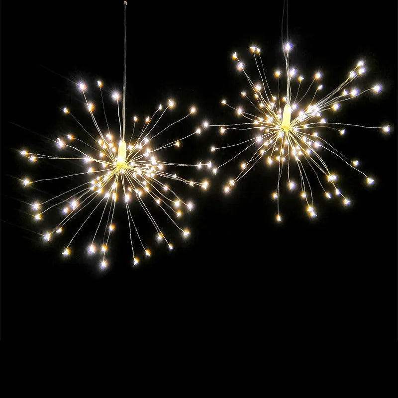 Solar-powered chandelier-style LED meteor shower light with remote control for outdoor garden use.