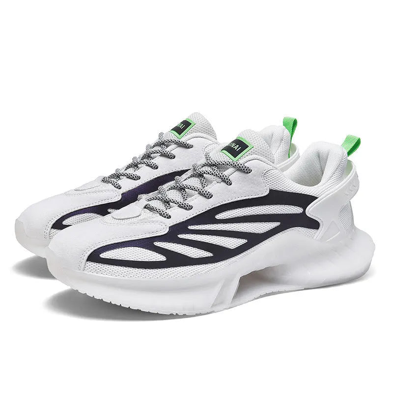 Men's black full-palm air cushion sneakers with lace-up closure and rubber sole