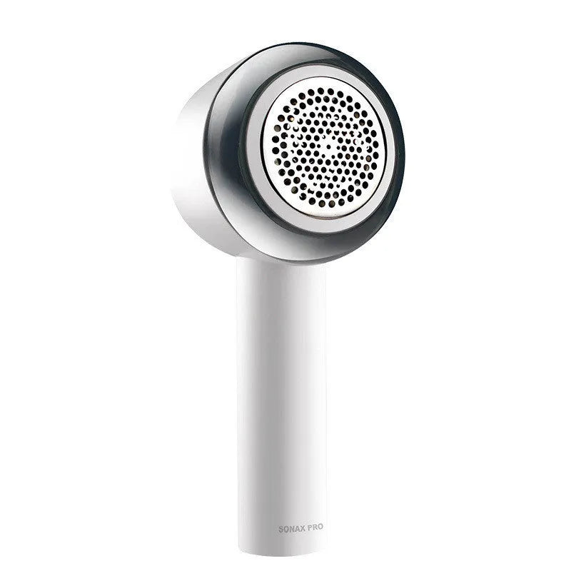 White rechargeable electric clothes shaver for jersey fabrics measuring 19.3cm long