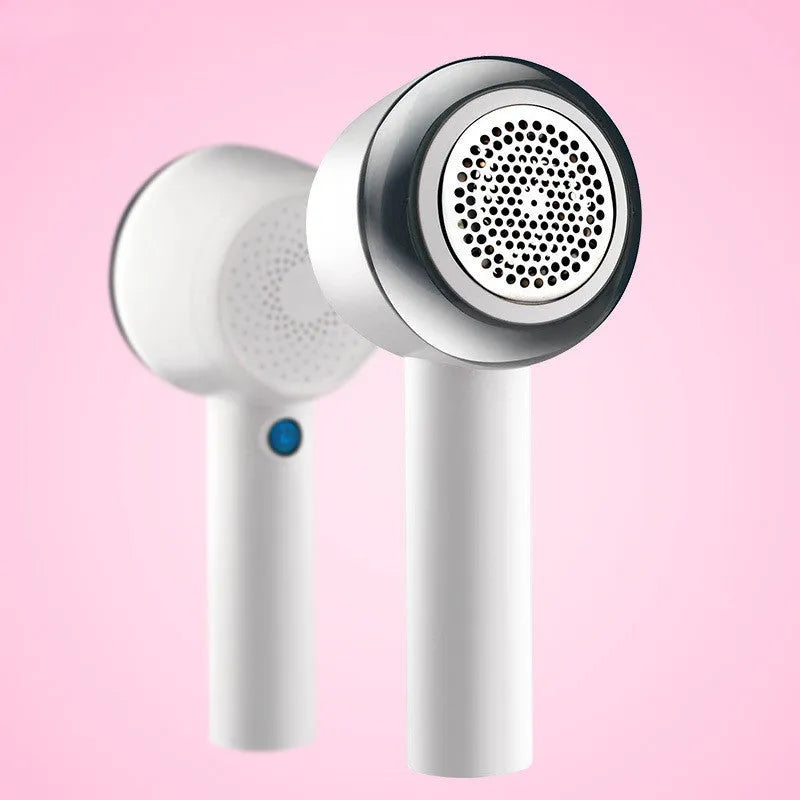 White rechargeable electric clothes shaver for jersey fabrics measuring 19.3cm long