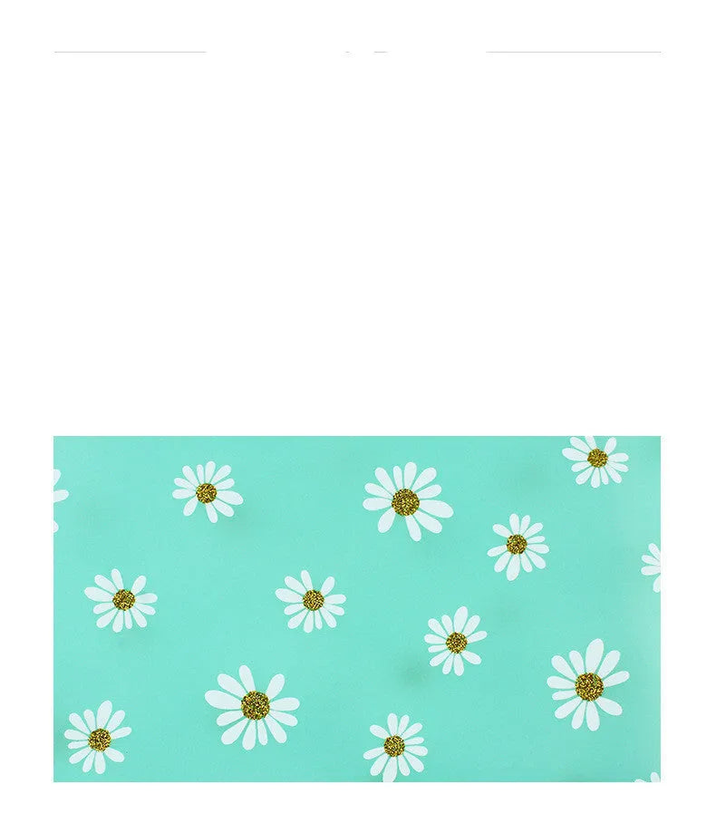 Transparent TPV daisy pencil case, square 19x5.5x6cm storage bag in black, green, light blue or white