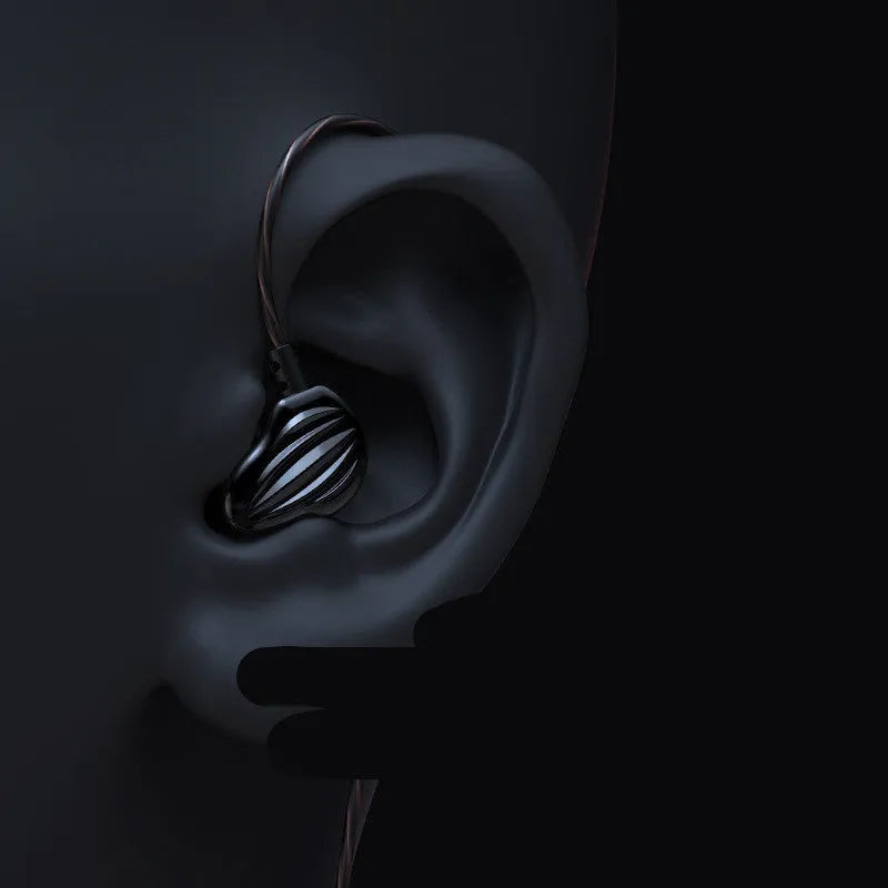 In-ear sports headphones with back-wound over-ear design in black, white, and red colours with 3.5mm plug