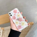Hyuna handmade real flower transparent soft rubber phone case for OPPO Reno 5 Pro, blue and pink colours