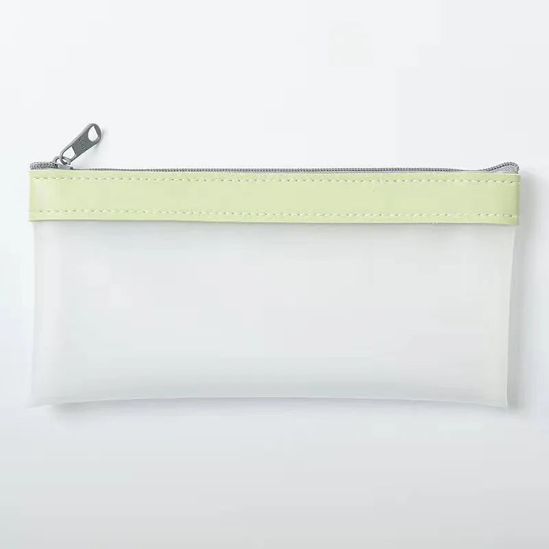 Large-capacity TPU pencil case for junior high school students in pink, blue, green, and beige