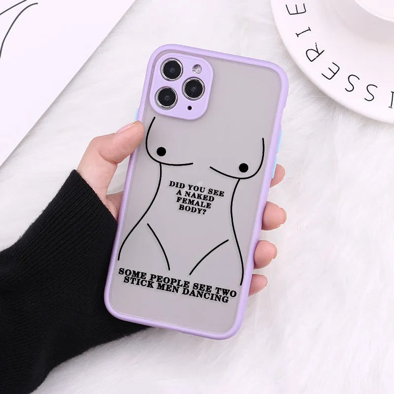 TPU iPhone case with painted pattern and creative body line design for multiple iPhone models