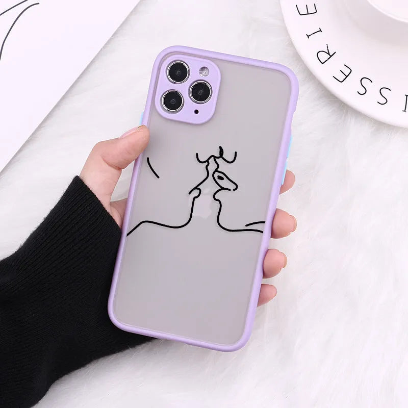 TPU iPhone case with painted pattern and creative body line design for multiple iPhone models