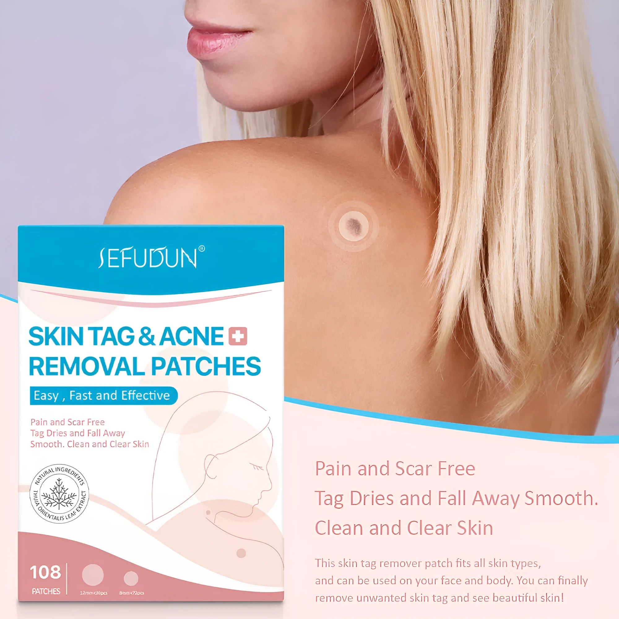 Acne skin tag remover patches 108 count white invisible wart removal stickers on face and body