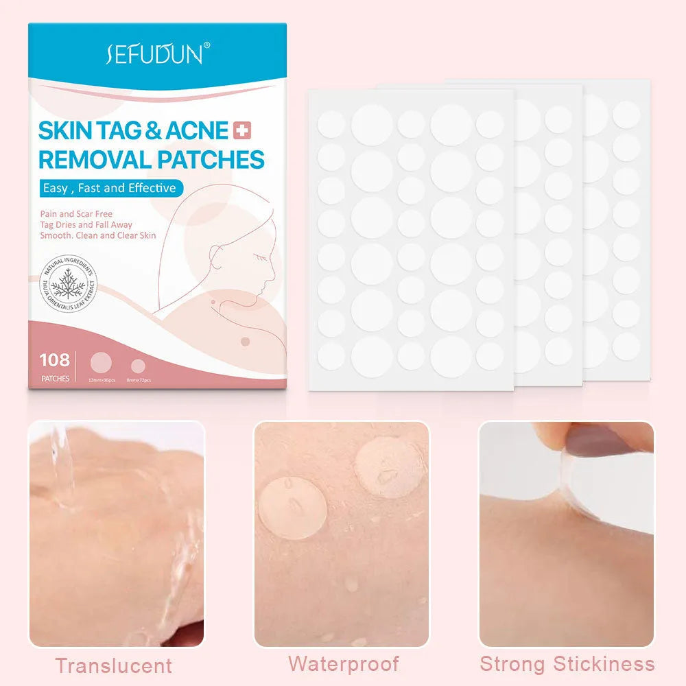 Acne skin tag remover patches 108 count white invisible wart removal stickers on face and body