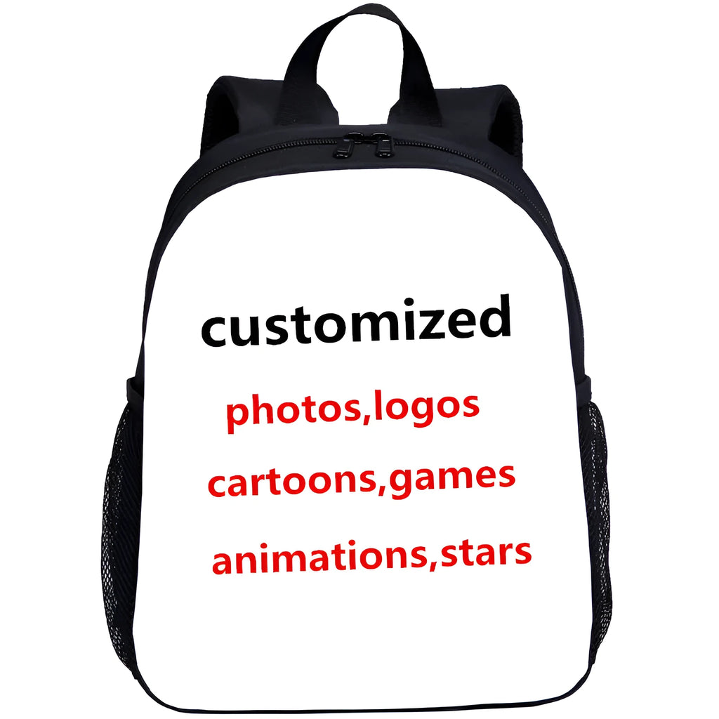 Customised children's school backpack in polyester with breathable mesh back in beige, black, blue, brown, light green, sky blue, white