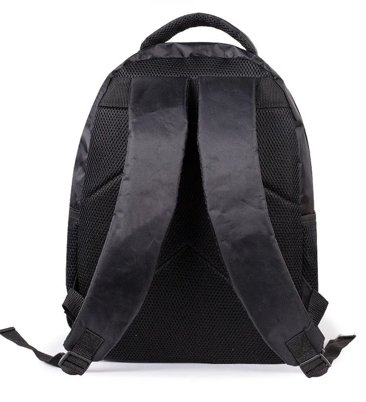 Customised children's school backpack in polyester with breathable mesh back in beige, black, blue, brown, light green, sky blue, white