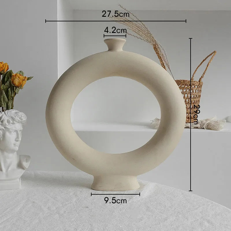 Simplicity Ceramic Vase with matte unglazed finish for dried flower arrangement home decoration