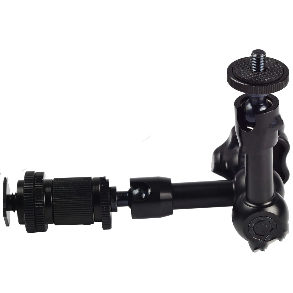 Black MENGS 7 inch all-metal magic friction articulating arm with hot shoe mount for DSLR camera accessories