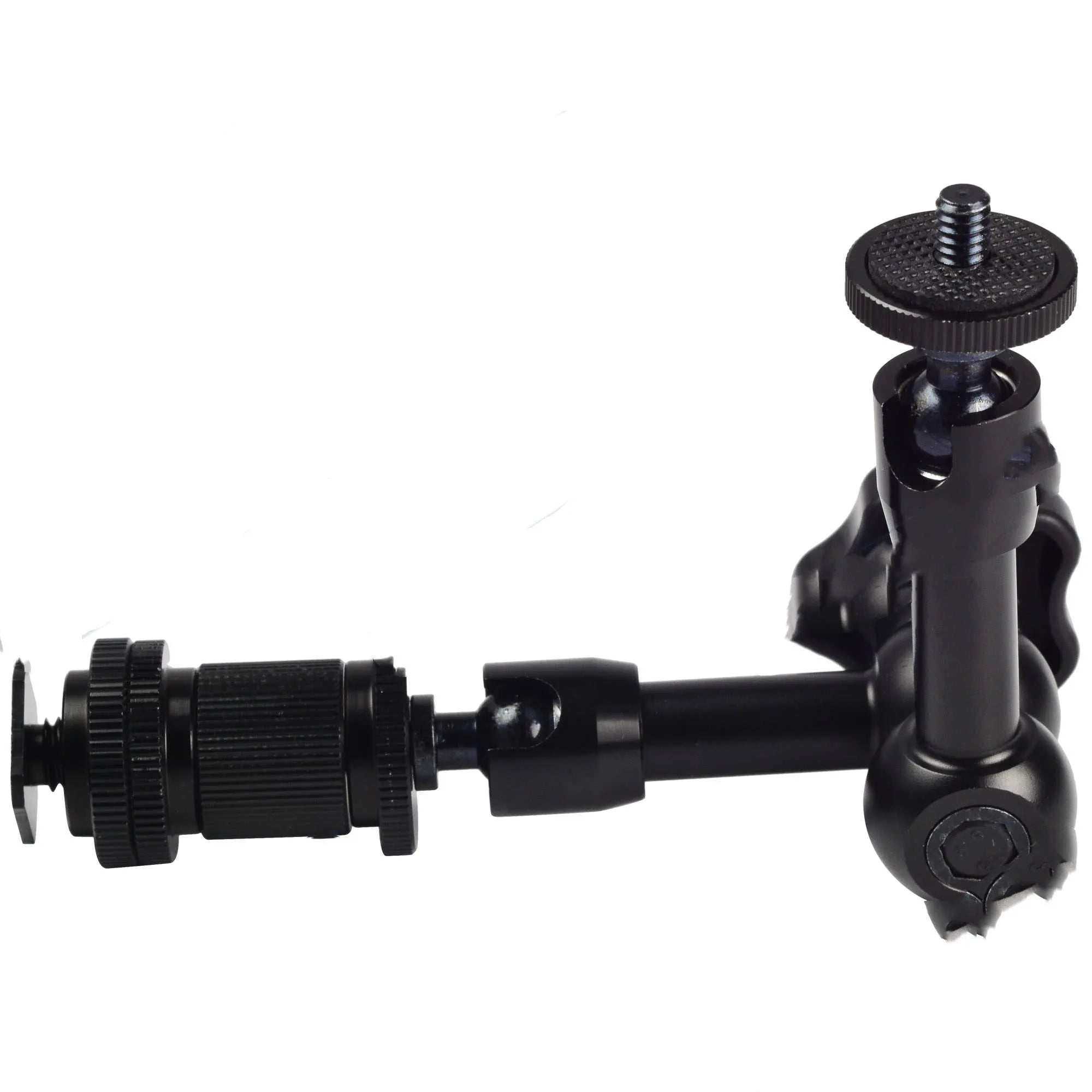 Black MENGS 7 inch all-metal magic friction articulating arm with hot shoe mount for DSLR camera accessories
