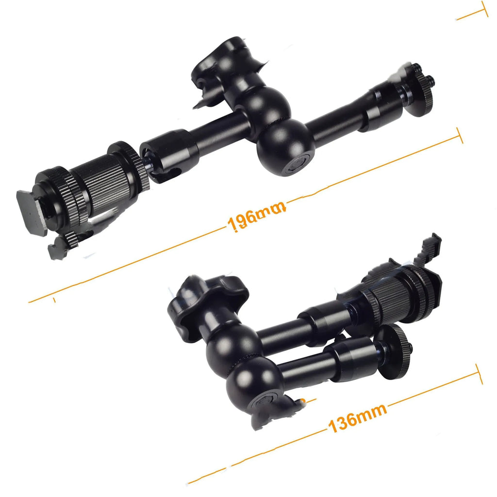 Black MENGS 7 inch all-metal magic friction articulating arm with hot shoe mount for DSLR camera accessories