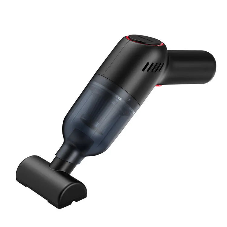 Mini car vacuum cleaner with 8000 Pa suction, 120W power, and USB charging cable in black finish