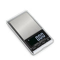 Mini jewellery scale 11.6x6.4x1.7cm with brushed stainless steel platform and white LCD backlight