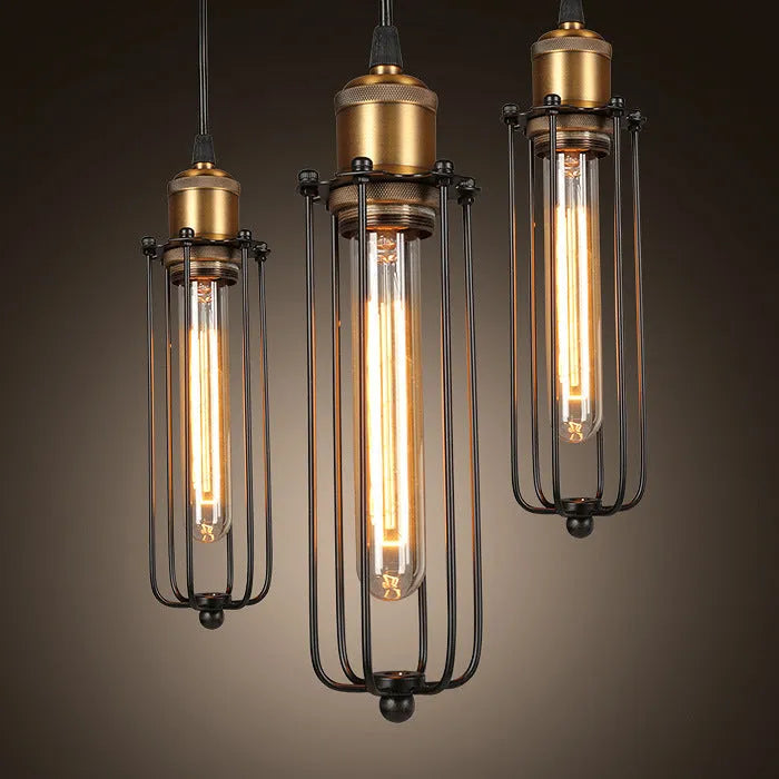 Nordic retro industrial gladiator chandelier with iron construction and fishing line design in brown finish