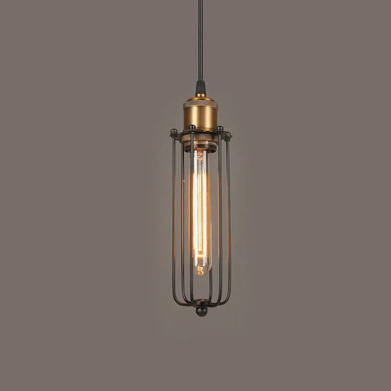 Nordic retro industrial gladiator chandelier with iron construction and fishing line design in brown finish
