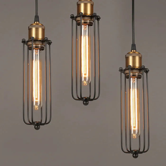 Nordic retro industrial gladiator chandelier with iron construction and fishing line design in brown finish