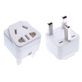 Square white three-pin international power adapter with specifications for 250V 13A.