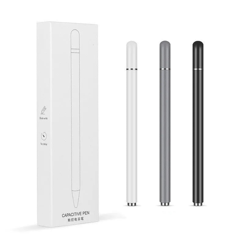 Transparent disc tablet stylus with magnetic suction cap in black, grey, white, rose gold, or space grey