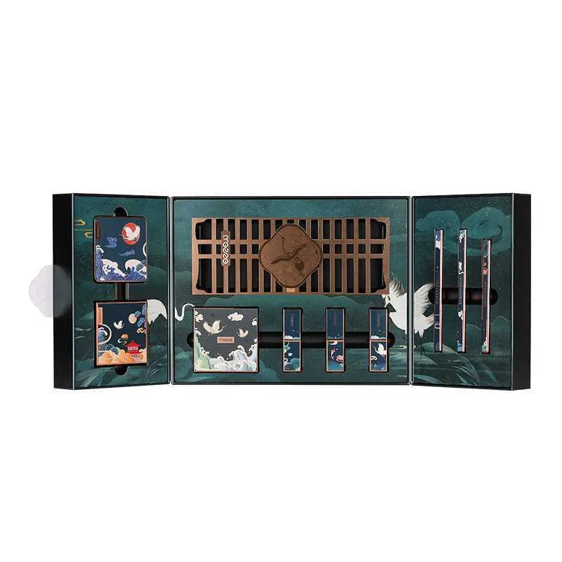Chinoiserie Eyeshadow Carved Lipstick Set for ladies, Meizu 2081, eight colours, ivory white and natural shades gift box
