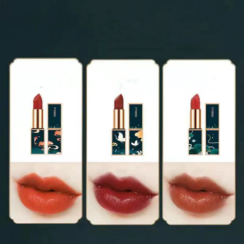 Chinoiserie Eyeshadow Carved Lipstick Set for ladies, Meizu 2081, eight colours, ivory white and natural shades gift box